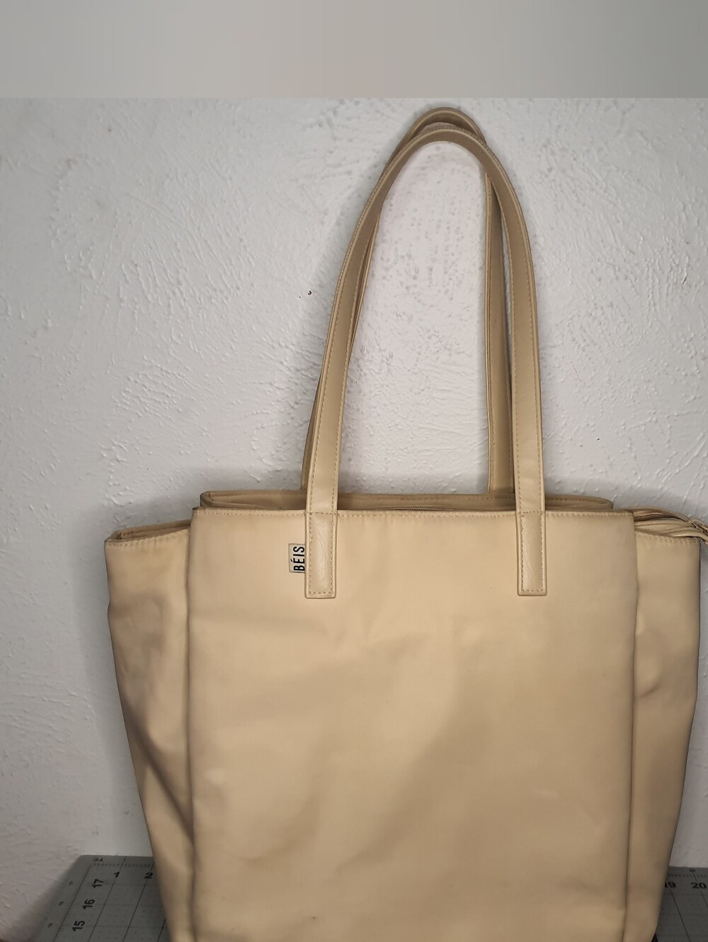 BEIS Cream Tote Bag with Dual Shoulder Straps